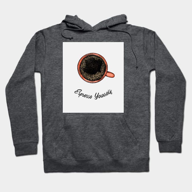 coffee humor, coffee lover, coffee addict, minimalist aesthetic coffee illustration Hoodie by MarJul